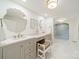 Elegant bathroom with double vanity and walk-in shower at 107 Westwood Dr, Belmont, NC 28012