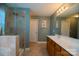 Double vanity bathroom with a large shower and tile flooring at 1735 Herndon Farm Rd, Rock Hill, SC 29732