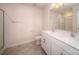 Main bathroom with double vanity and walk-in shower at 5059 Beargrass Dr, Dallas, NC 28034