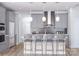 Modern kitchen with gray cabinets, island, and stainless steel appliances at 5684 Clear Creek Ln, Charlotte, NC 28215