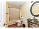 Bathroom with bathtub, toilet, and a vessel sink vanity at 8327 Walkup Rd, Waxhaw, NC 28173