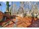 Large backyard with stone path, pine straw, and wooded area at 952 Hummingbird Ln, Rock Hill, SC 29732
