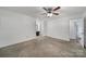 Bedroom with ceiling fan and neutral color carpet at 114 Ashbrook Dr, Fort Mill, SC 29715