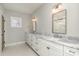 Double vanity bathroom with marble countertops and modern lighting at 419 Sylvania Ave, Charlotte, NC 28206