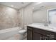 Bathroom with shower/tub combo, vanity with quartz countertop at 1030 Lake Como Dr, Monroe, NC 28110