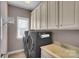 Convenient laundry room with washer, dryer, and cabinets at 3613 Savannah Way, Monroe, NC 28110