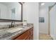 Bathroom with granite countertop, updated vanity, and shower at 4004 Bon Rea Dr, Charlotte, NC 28226