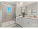 Spa-like bathroom with double vanity, large shower, and bench at 4343 Reed Creek Dr, Sherrills Ford, NC 28673