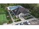 Aerial view of community pool, clubhouse, and tennis court at 8020 Plymouth Dr, Sherrills Ford, NC 28673