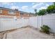 Private backyard with a tiled patio and white fence at 1210 Green Oaks Ln # G, Charlotte, NC 28205