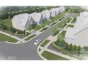 Aerial view of a new neighborhood with houses and landscaping at 5711 Heirloom Crossing Ct, Charlotte, NC 28270