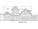 Front elevation plan of a two story house with a three car garage at 139 Dabbling Duck Cir, Mooresville, NC 28117