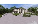 Luxury home with circular driveway and manicured landscaping at 14007 Point Lookout Rd, Charlotte, NC 28278