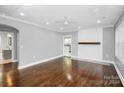 Living room with hardwood floors and fireplace at 508 Northern St, Shelby, NC 28150