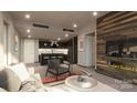 Open living room with fireplace and kitchen island at 9901 Benfield Rd # 314, Charlotte, NC 28269