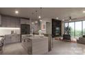 Modern kitchen with island and open living area at 9901 Benfield Rd # 314, Charlotte, NC 28269
