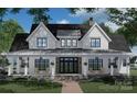 Two-story farmhouse with wrap-around porch, black windows, and white siding at 300 Spanish Oak Ln, Gastonia, NC 28056