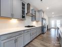 Modern kitchen with gray cabinets and white countertops at 2642 Roseglen Ln, Indian Land, SC 29707