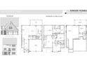 Two-story home floor plan, four bedrooms, three bathrooms, and a three-car garage at 3013 Kinger Ln, Matthews, NC 28105