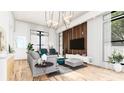 Modern living room with wood wall and fireplace at 214 Seldon Dr, Charlotte, NC 28216