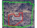 Aerial view of property showing lot lines and outbuildings at 225 Frye Hts, Taylorsville, NC 28681