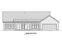 Home rear elevation showing a two-car garage and covered porch at 12817 Mayes Rd, Huntersville, NC 28078