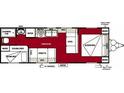 Floor plan of a camper showing queen bed and dinette at 102 Elm St # 94, New London, NC 28127