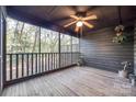 Screened porch with wood flooring, ceiling fan, and wooded views at 806 Bridgewood Dr, Rock Hill, SC 29732