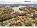 Aerial view showcasing home's location near Lake Norman at 129 Coronilla Rd, Mooresville, NC 28117