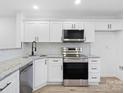 Modern kitchen featuring white cabinets and granite countertops at 12215 Hood Bend Ct, Charlotte, NC 28273