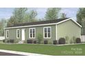 Ranch style home with green siding and landscaping at 210 Sailwinds Rd, Mooresville, NC 28115
