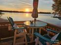 Relaxing sunset view from lakeside deck with seating at 657 Portside Dr, Davidson, NC 28036