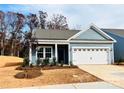 Newly built home with gray siding, white garage door, and landscaping at 1058 Bull Dog Ln, Wingate, NC 28174