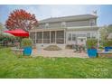 Screened porch and patio area with fire pit and seating at 15816 Heckscher Dr, Huntersville, NC 28078