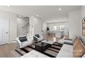 Open-concept living area with hardwood floors and a view of the kitchen at 1725 Aspire St, Charlotte, NC 28262