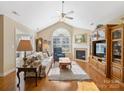 Comfortable living room with hardwood floors, fireplace, and ample natural light at 132 Lone Oak Cir, Rock Hill, SC 29732