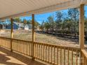 Relaxing front porch with wooden railing offering a view of the neighborhood at 9405 Tradewinds Ct, Lancaster, SC 29720