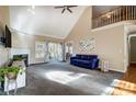 Vaulted ceiling living room with fireplace and hardwood floors at 952 Hummingbird Ln, Rock Hill, SC 29732