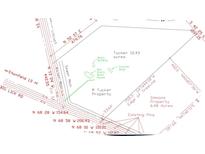 Survey map showing property lines and existing structures at 14004 Elm St, Stanfield, NC 28163