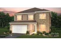Two-story home with stone and siding exterior at 7055 Stella Pl, Stanley, NC 28164
