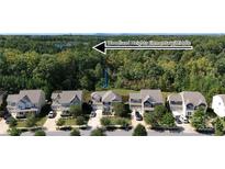 Aerial view of a two-story house in a residential neighborhood at 135 Yellowbell Rd, Mooresville, NC 28117