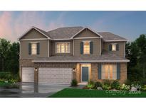 Two-story home with brick and siding exterior, two-car garage, and landscaping at 216 E Warfield Dr, Mooresville, NC 28115