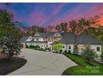 Luxury home exterior with driveway and landscaping at 13702 Sage Thrasher Ln, Charlotte, NC 28278