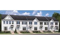 Image shows three-story townhouses with gray roofs and white siding at 7329 Braswell Sw Dr, Concord, NC 28025