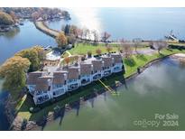 Aerial view of waterfront property with multiple units and amazing lake access at 4848 Kiser Island Dr, Terrell, NC 28682