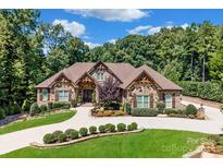 Stunning aerial view of a luxurious home with stone exterior and expansive landscaping at 539 Medora Ln # 62, Fort Mill, SC 29708