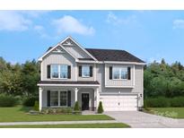 Two-story house with gray siding, black windows, and a two-car garage at 140 Balboa St, Matthews, NC 28104