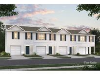 Front view of a three-unit townhome building with attached garages at 1938 F Tranquility Cir, Newton, NC 28658