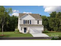 Two-story house with gray siding, blue door, and two-car garage at 162 Smokey Way, Statesville, NC 28625