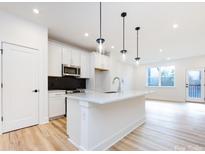 Modern kitchen with white cabinets, quartz countertops, and stainless steel appliances at 7022 Impulse Ct, Charlotte, NC 28205